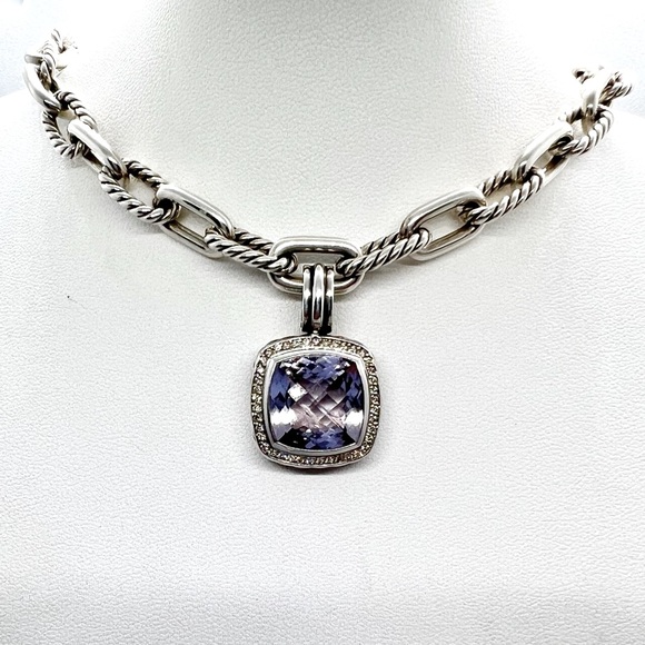 David Yurman Albion 14mm Lavender Amethyst Diamond Pendant Enhancer - Picture 14 of 14